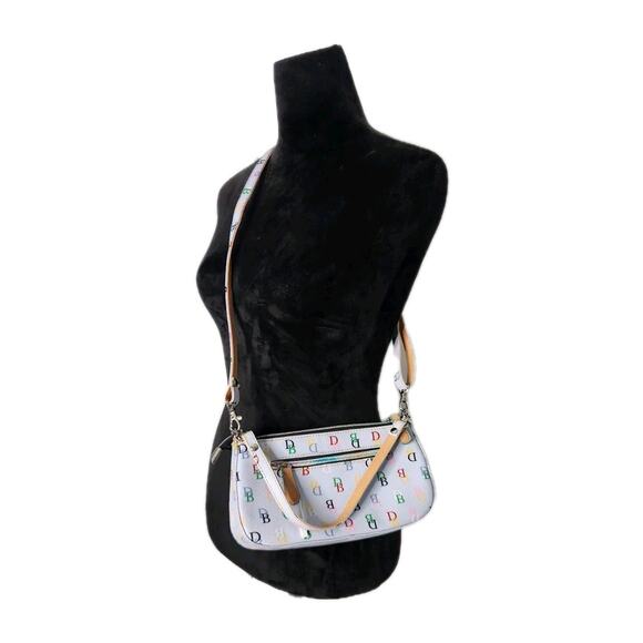 Dooney & Bourke Handbags - Dooney & Bourke Vintage Y2k Baby Blue Rainbow DB Monogram Small Crossbody Bag